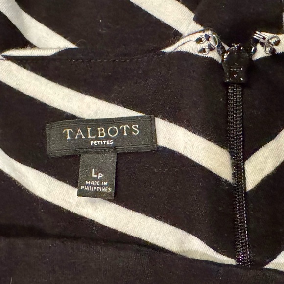 Talbots Black White Stripe V-Neck Sleeveless Maxi Dress w/ Back Cutout Size Lp - Picture 6 of 7